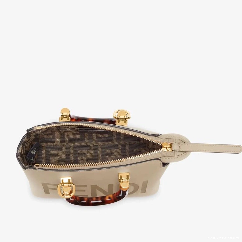 Vintage HOT Calf By Mini Leather In Boston Fendi Way Logo The ROMA Bag Grey 0804